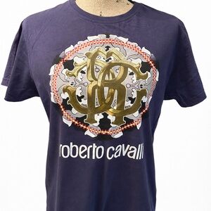 Roberto Cavalli Navy Blue T-Shirt – Size L (fits like M)
